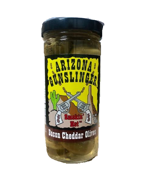 Arizona Gunslinger Bacon Cheddar Olives