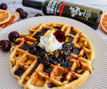 Blood Orange Waffles with Dark Cherry Compote